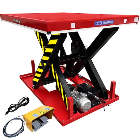 Pake Handling Tools Electric Hydraulic Scissor Lift Table With Foot Pedal, 13,200 lb. Capacity, 67'' x 47-1/4'' PAKHW6001F